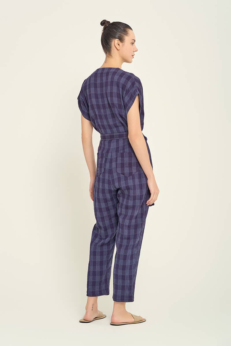 Gauze Gingham Jumpsuit