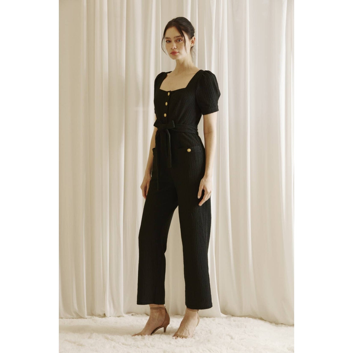 Textured Black Jumpsuit