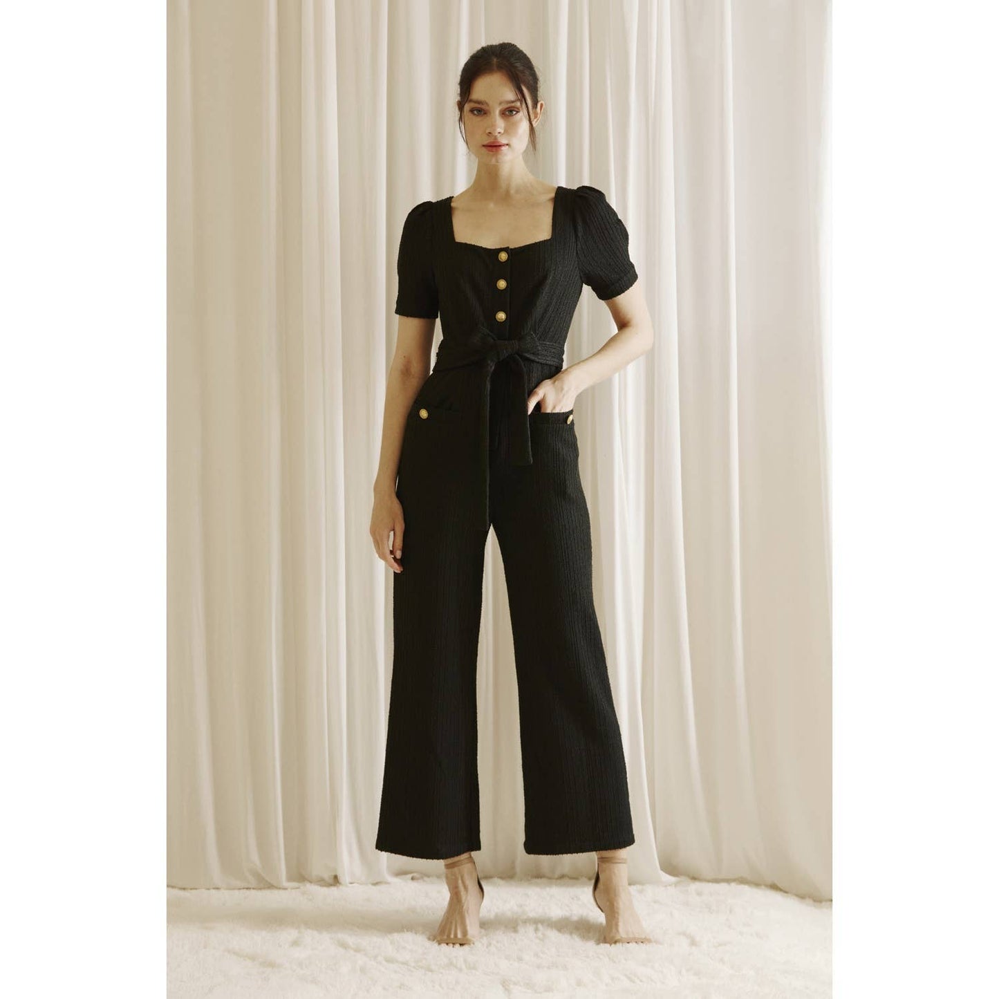 Textured Black Jumpsuit
