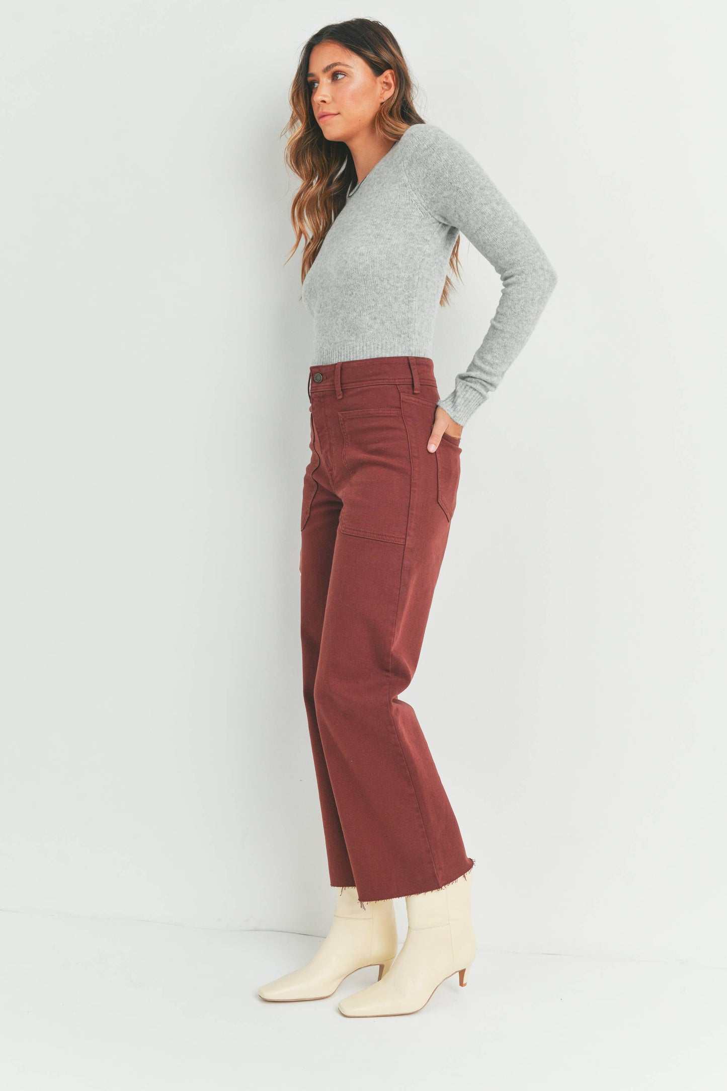 High Rise Utility Wide Leg Jeans