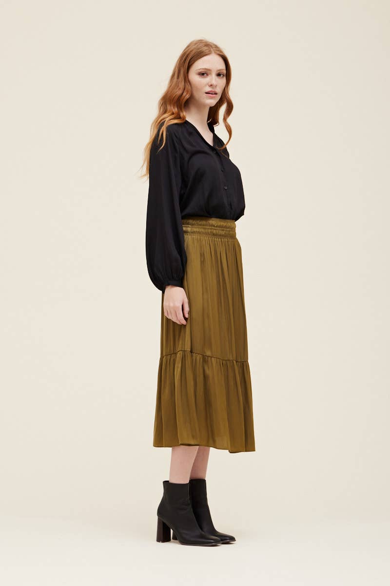 SATIN MIDI SKIRT