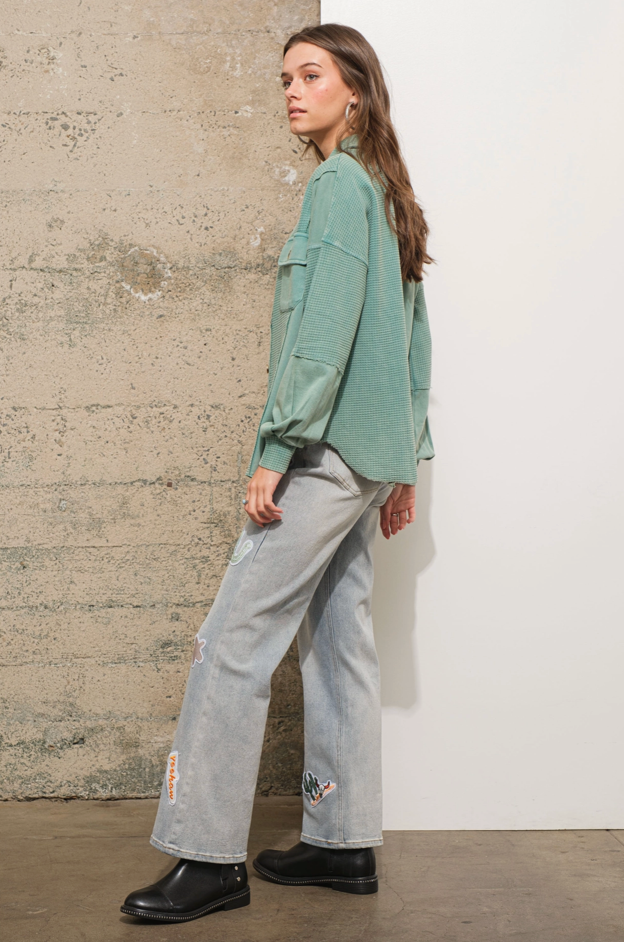 French Terry Waffle Shirt Jacket