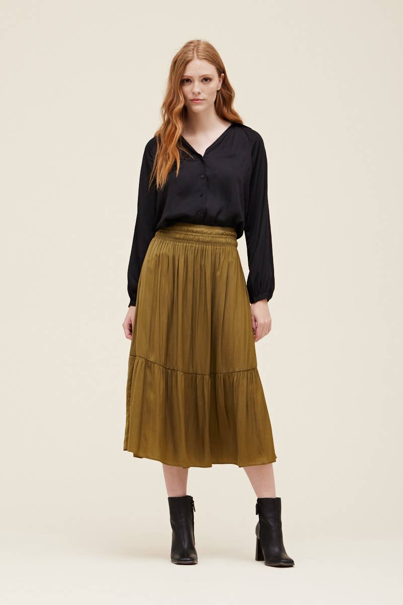 SATIN MIDI SKIRT