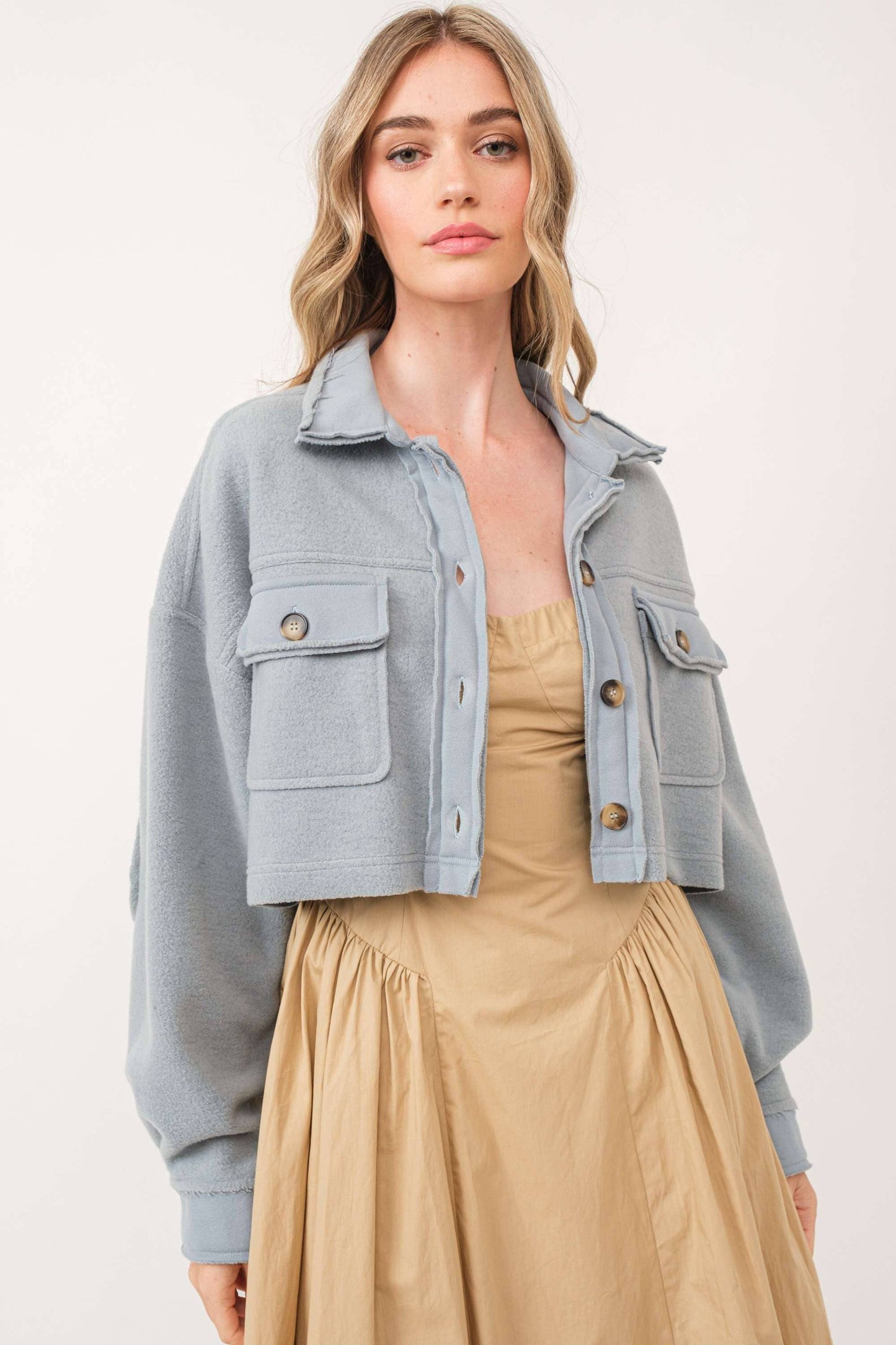 light Blue Cropped Jacket