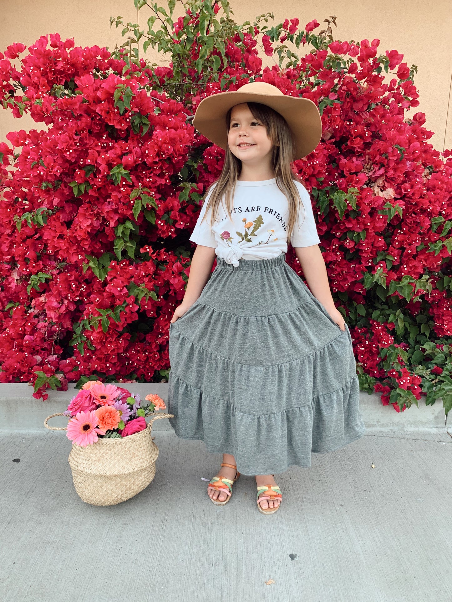 tiered maxi skirt in grey