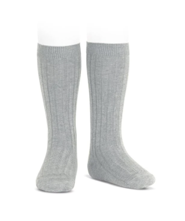 ribbed knee highs | light grey