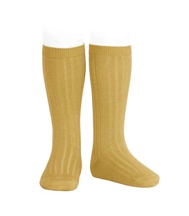 ribbed knee highs | mustard