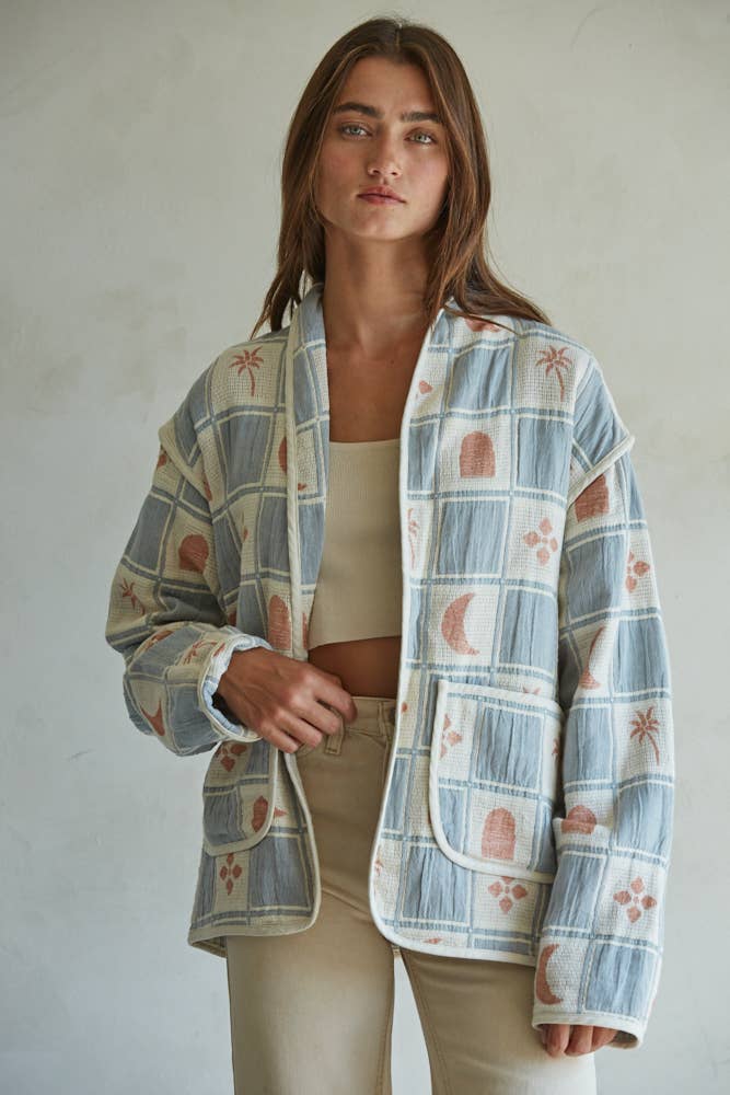 Woven Cotton Quilt Oversized Jacket