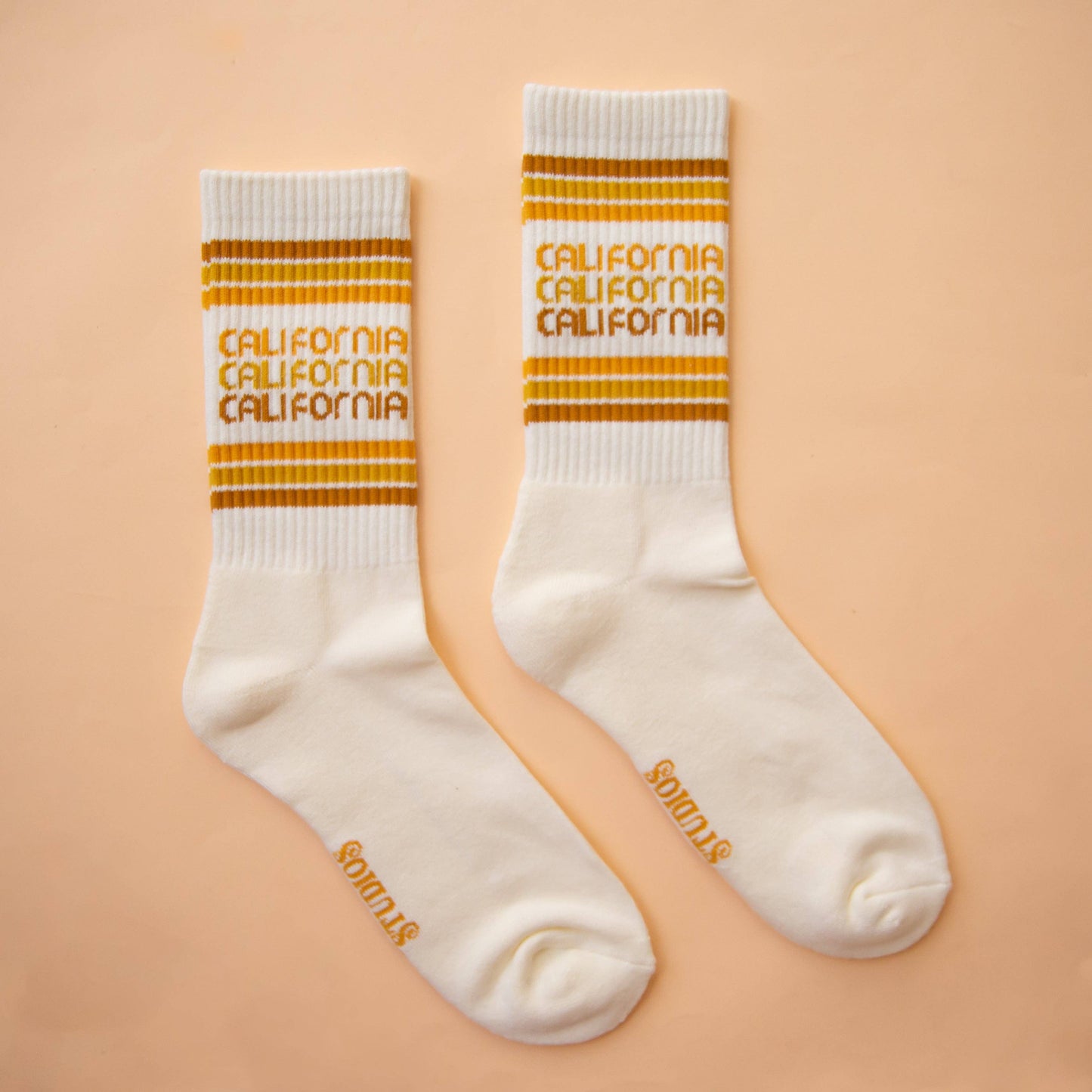 California Striped Ribbed Crew Socks