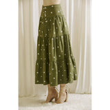 EMBROIDERED DASIES tiered SKIRT
