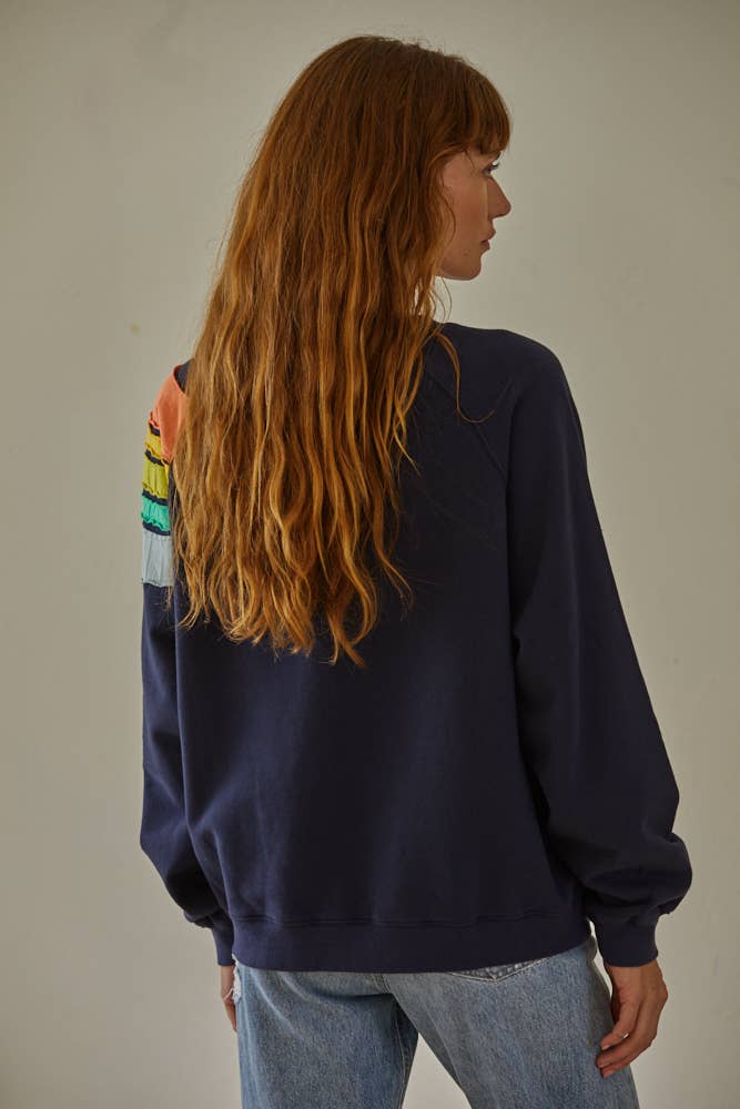 colorful stripe detail pullover | Navy