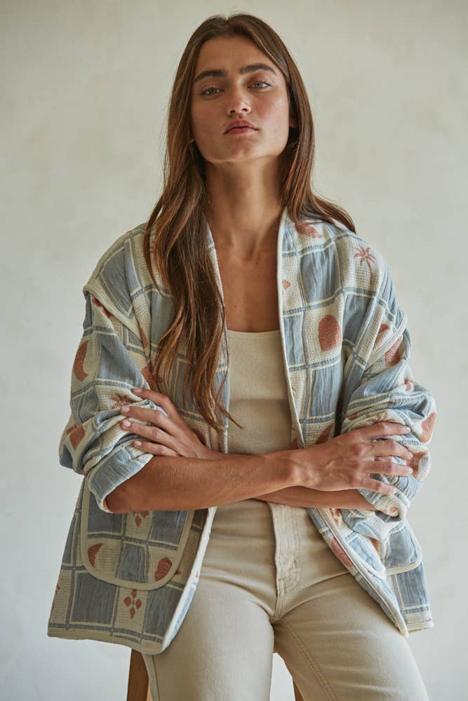 Woven Cotton Quilt Oversized Jacket