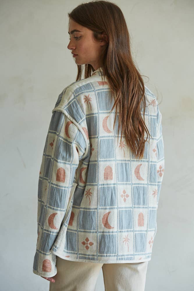 Woven Cotton Quilt Oversized Jacket