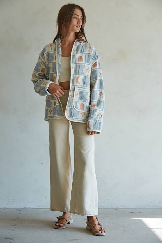 Woven Cotton Quilt Oversized Jacket