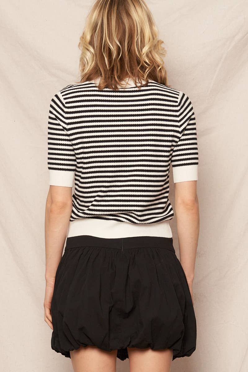 Short Sleeve Striped Sweater Top