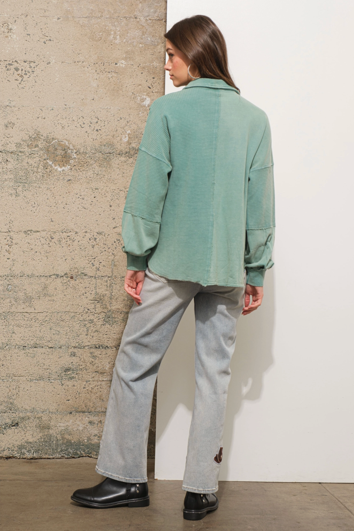 French Terry Waffle Shirt Jacket