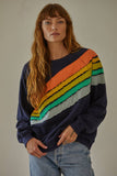 colorful stripe detail pullover | Navy
