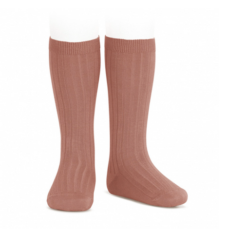 ribbed knee highs | dusty rose